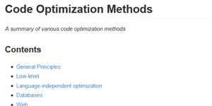 A summary of Code Optimization Methods
